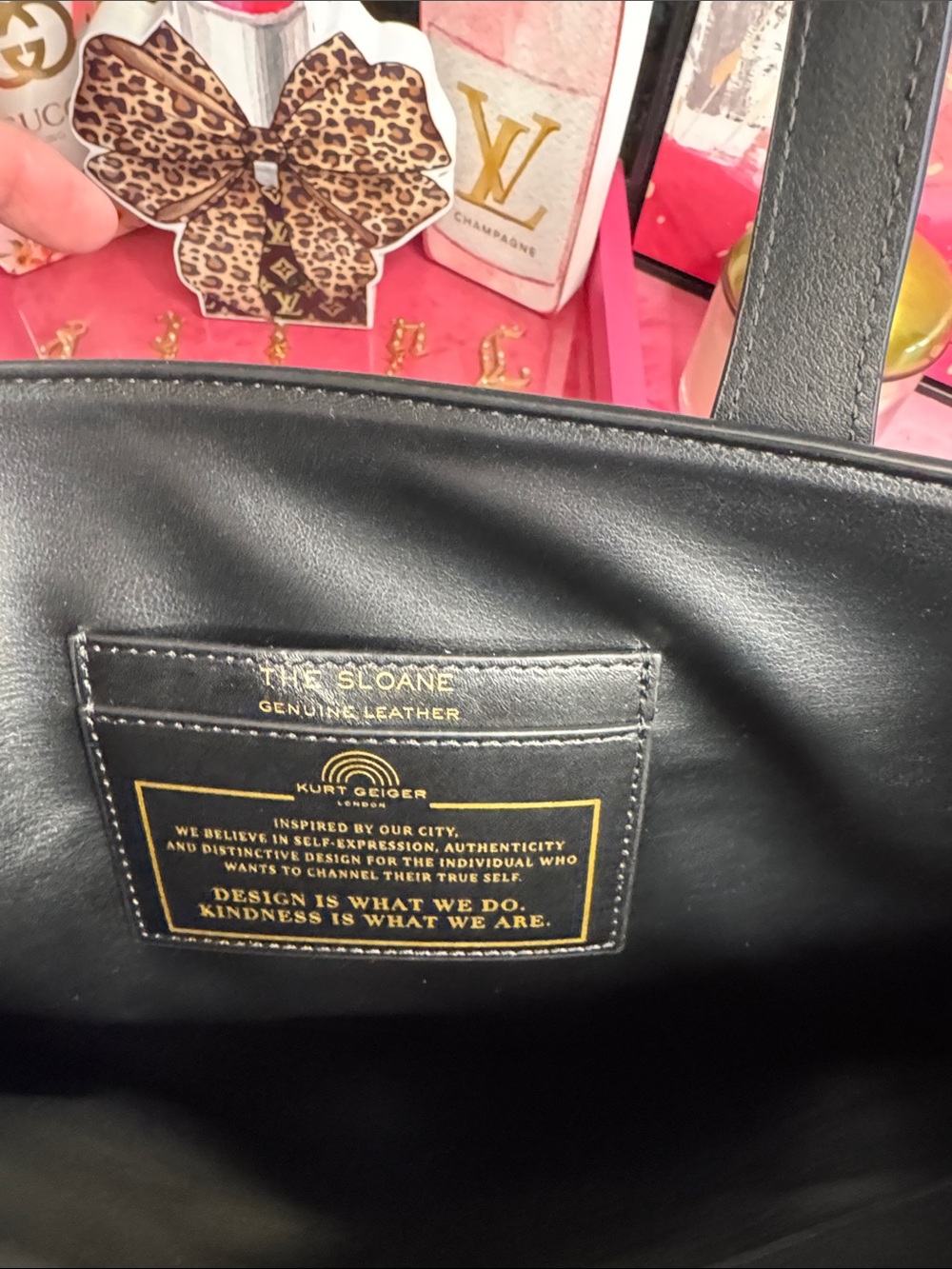 Kurt Geiger "The Sloane" large 3-way Black Tote NWT 13.5"L x 10.5"H x 5"D - Picture 8 of 17
